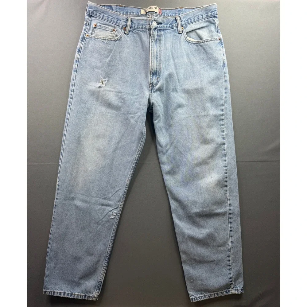 Levi's 550 Vintage Relaxed Fit Jeans Mens Light Wash Distressed 40x32